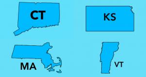 Connecticut, Kansas, Massachusetts, Vermont